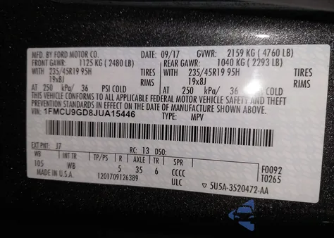 2018 Ford Escape Se z USA, uszkodzony, nr VIN 1FMCU9GD8JUA15446